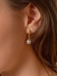 Dower & Hall Dotty Oval Pearl Charm Story Hoop Earrings