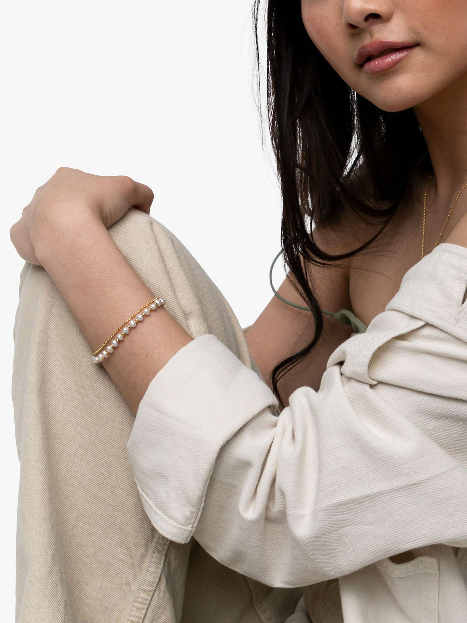 Buy Dower & Hall Orissa Sterling Silver Gold Vermeil Freshwater Pearl Bracelet, Gold Online at johnlewis.com