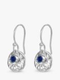 Dower & Hall Textured Round Charm and Sapphire Twinkle Drop Earrings