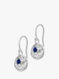 Dower & Hall Textured Round Charm and Sapphire Twinkle Drop Earrings