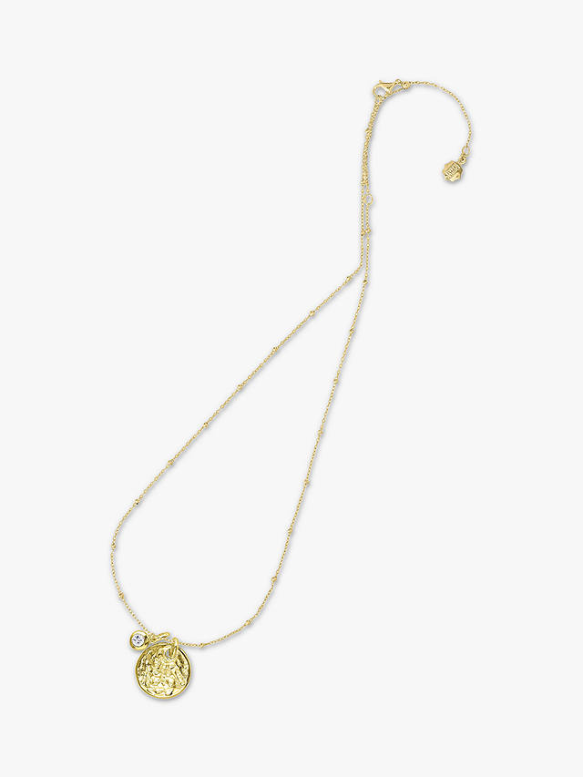 Dower & Hall Textured Round Charm and Sapphire Twinkle Pendant Necklace, Gold