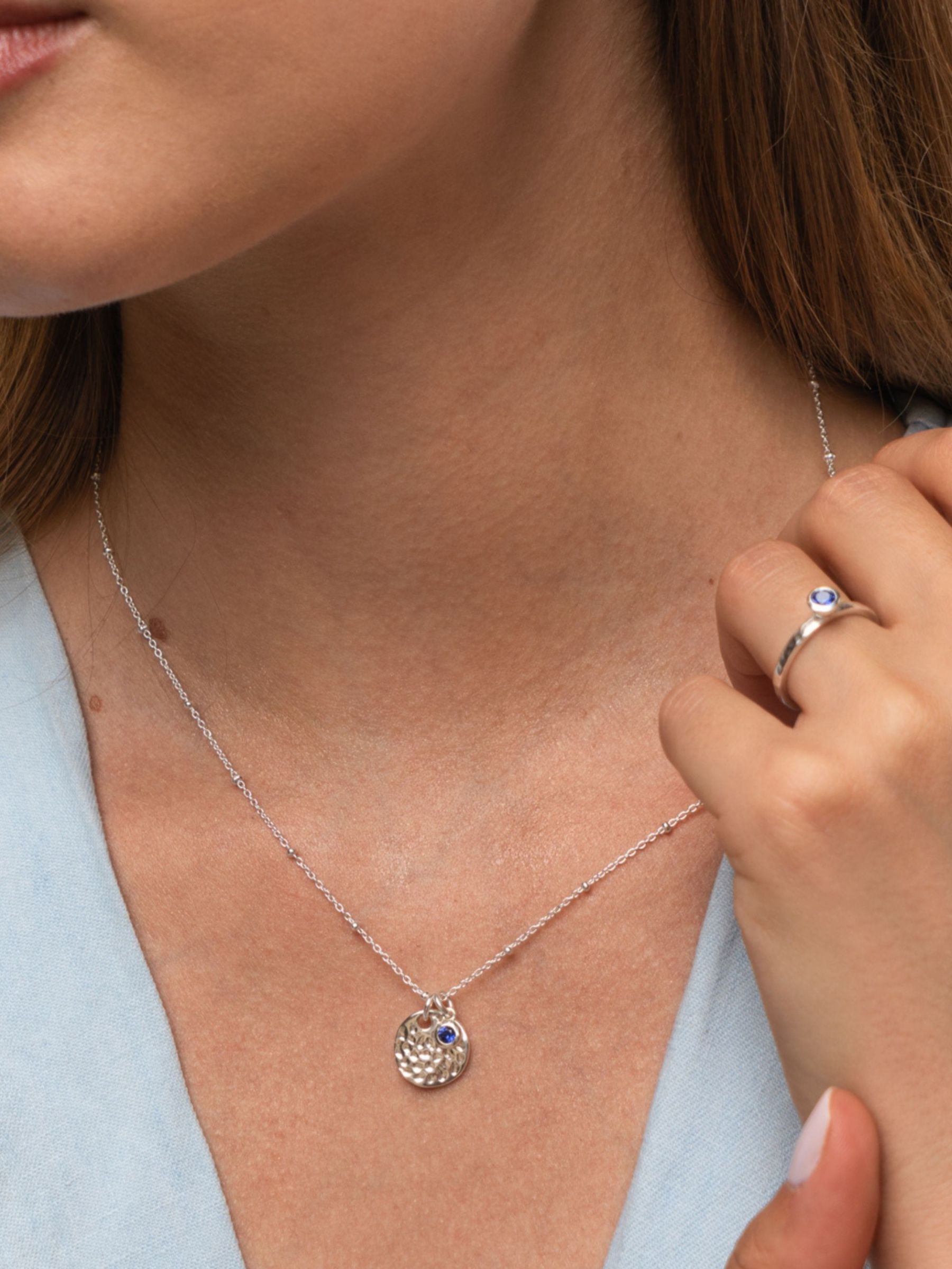 Dower & Hall Textured Round Charm and Sapphire Twinkle Pendant Necklace ...