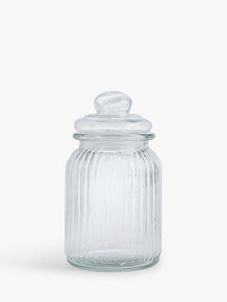 John Lewis ANYDAY Ribbed Glass Storage Jar, Clear