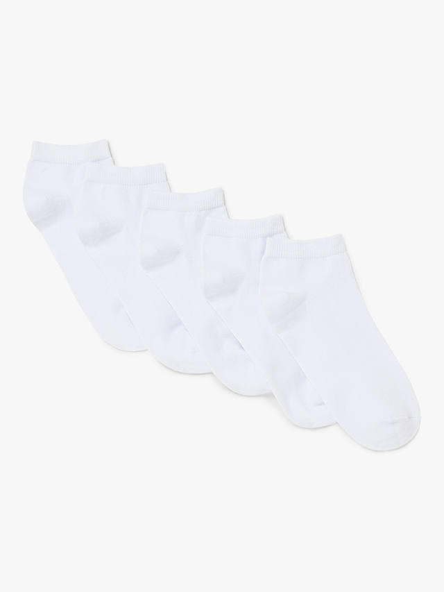 John Lewis ANYDAY Women's Cotton Mix Plain Trainer Socks, Pack of 5, White