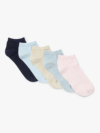 John Lewis ANYDAY Women's Cotton Mix Plain Trainer Socks, Pack of 5