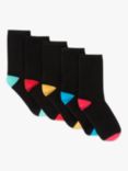 ANYDAY John Lewis & Partners Women's Cotton Mix Rainbow Heel & Toe Ankle Socks, Pack of 5, Black