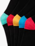 John Lewis ANYDAY Women's Cotton Mix Rainbow Heel & Toe Ankle Socks, Pack of 5, Black