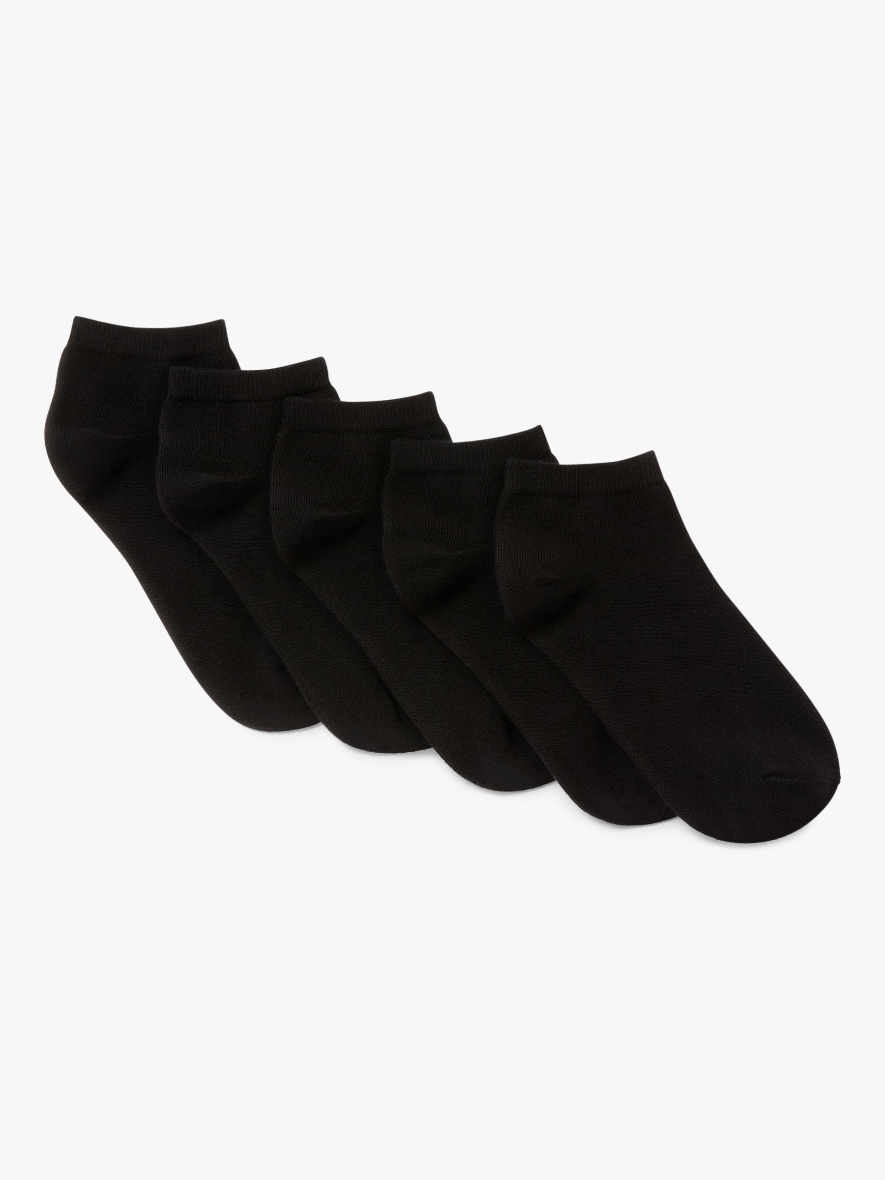 John Lewis ANYDAY Women's Cotton Mix Trainer Socks, Pack of 5, Black at ...