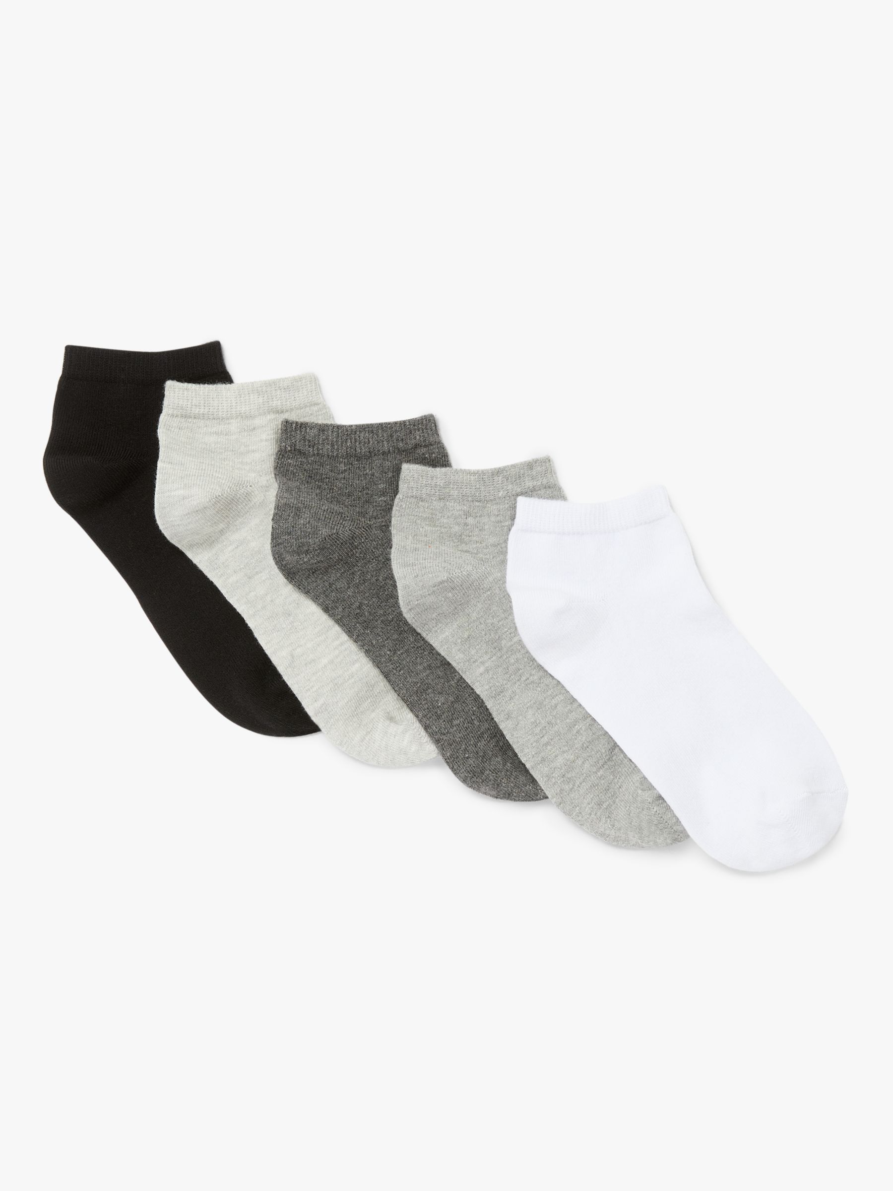 John Lewis ANYDAY Women's Cotton Mix Trainer Socks, Pack of 5, Grey/Multi