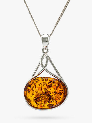 Be-Jewelled Oval Baltic Amber Pendant Necklace
