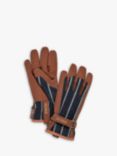 Sophie Conran for Burgon & Ball Leather Trim Striped Gardening Gloves, Brown/Blue