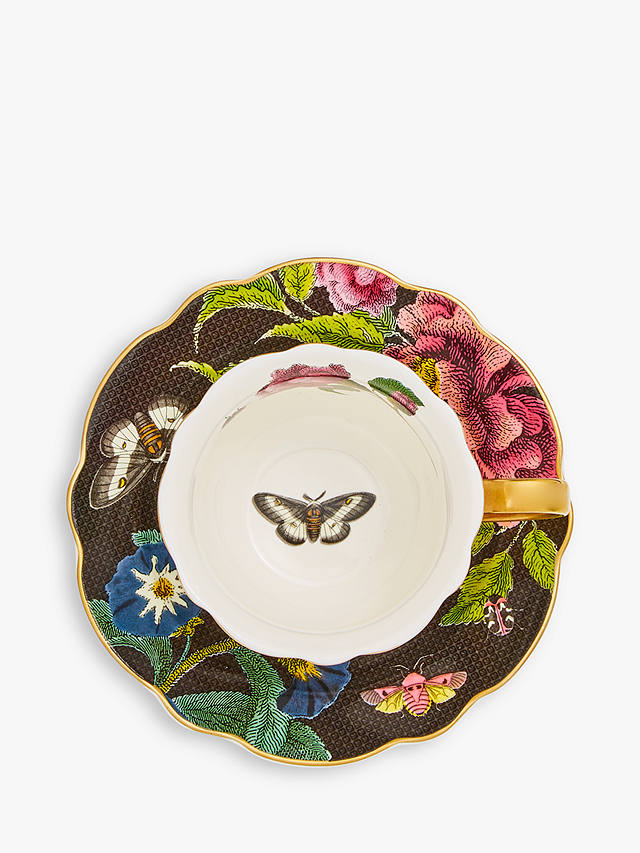 Spode Creatures of Curiosity 22-Carat Gold Band Scalloped Cup & Saucer, 340ml, Gold/Multi