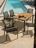 Barlow Tyrie Aura 6-Seater Teak Wood Garden Dining Table & Chairs Set, Charcoal/Natural