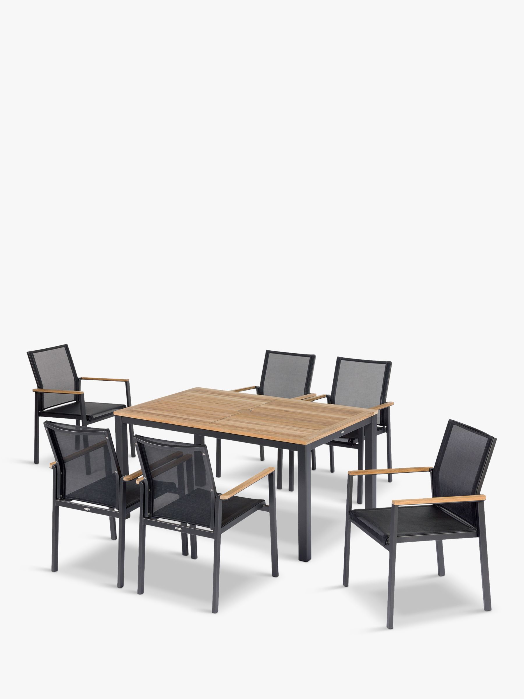 Photo of Barlow tyrie aura 6-seater teak wood garden dining table & chairs set charcoal/natural