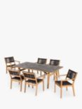 Barlow Tyrie Monterey 6-Seater Teak Wood Garden Dining Table & Chairs Set, Natural/Chalk