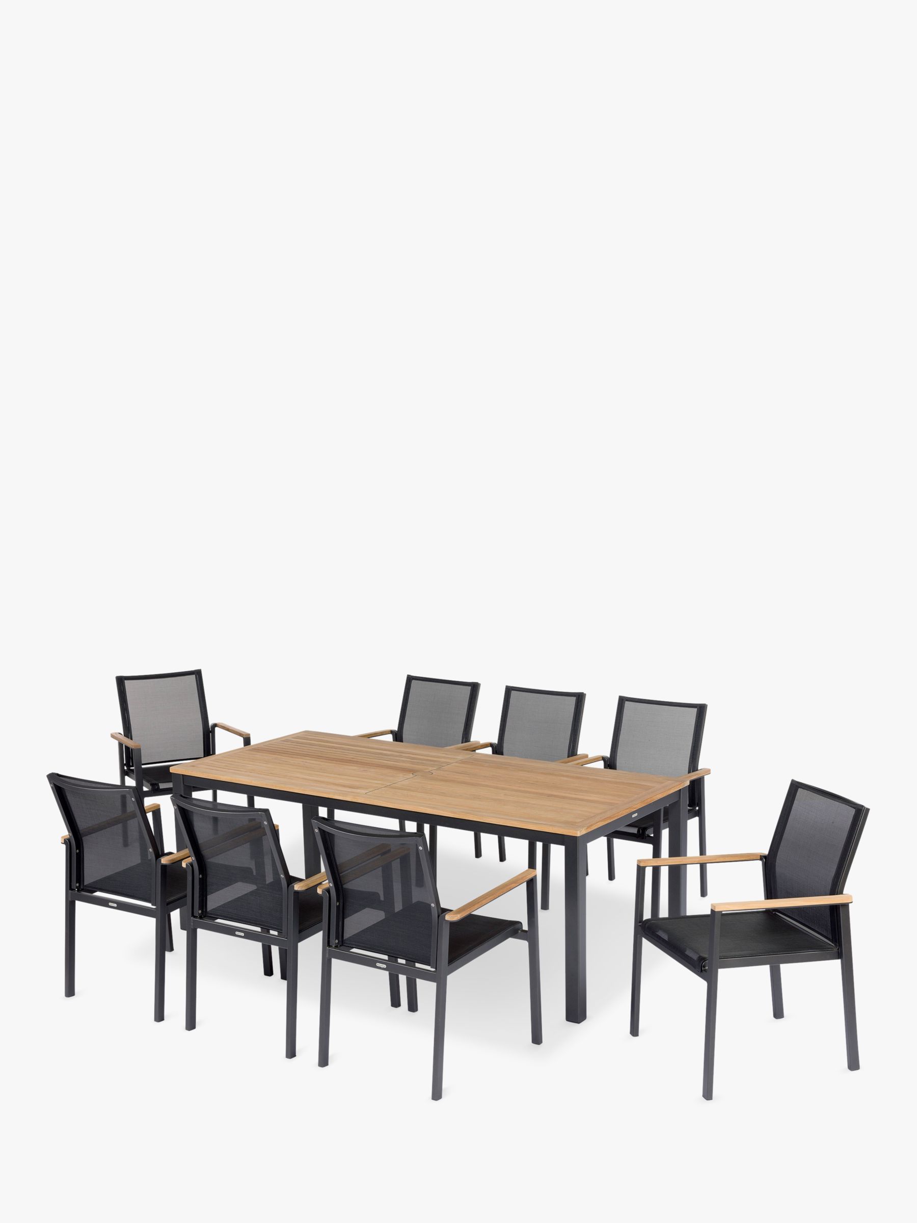 Photo of Barlow tyrie aura 8-seater teak wood garden dining table & chairs set charcoal/natural