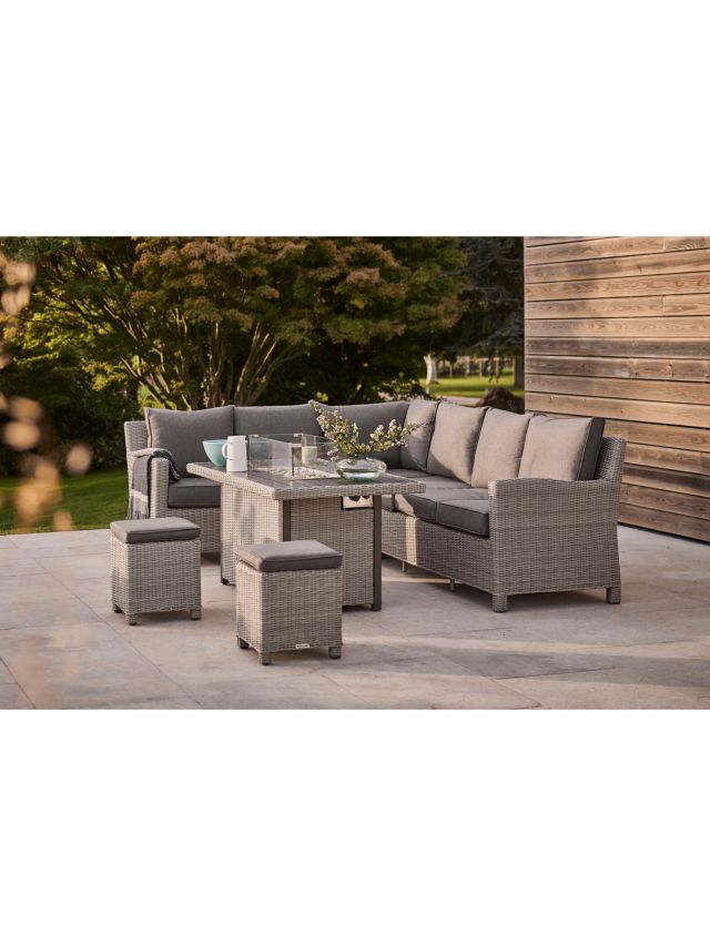 Kettler palma corner rattan outdoor online sofa set with fire pit table