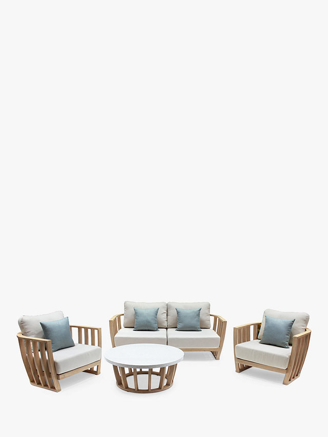 KETTLER Fiji 4-Seat Garden Round Lounging Table & Chairs Set, FSC-Certified (Eucalyptus Wood), Natural