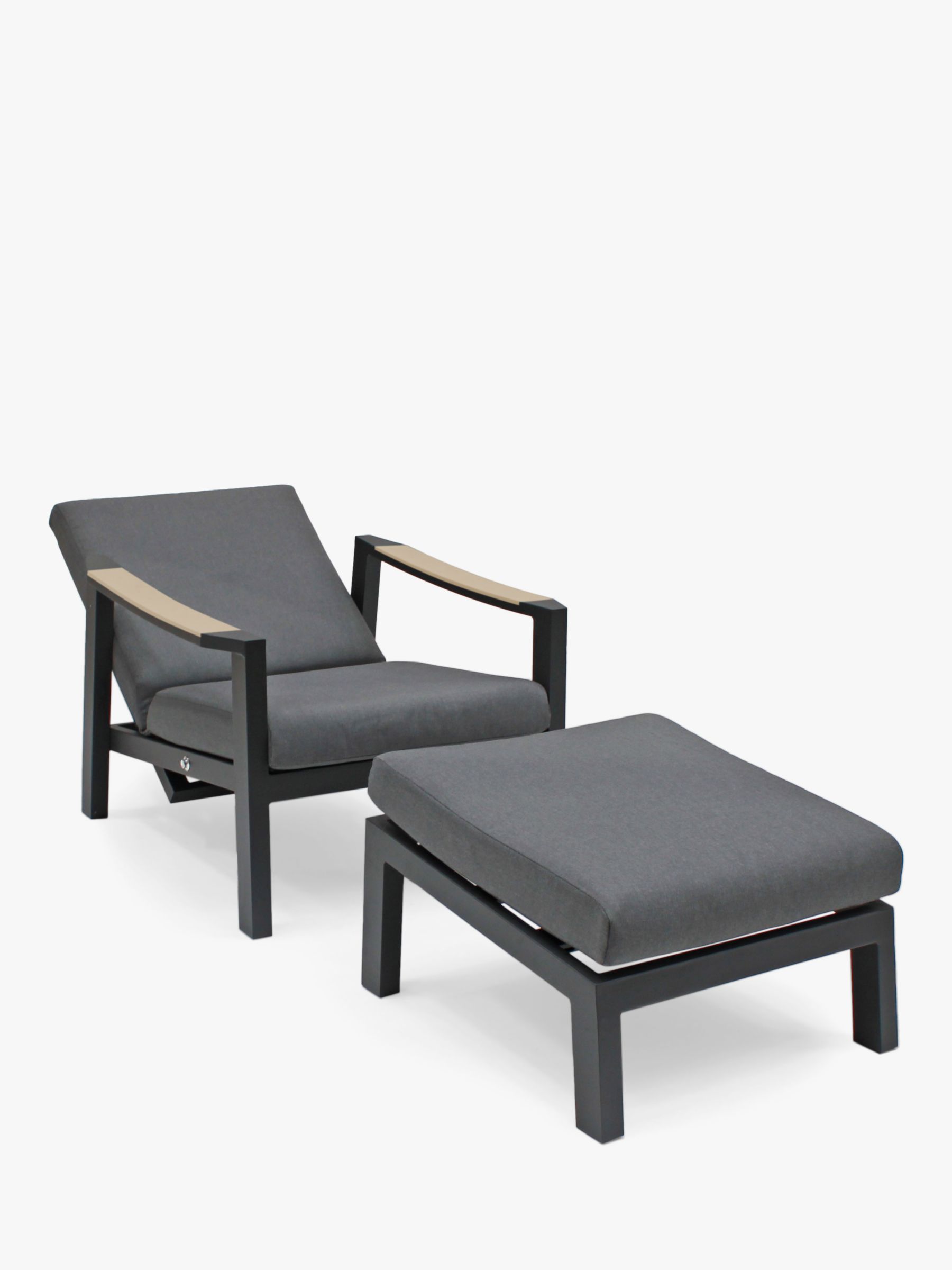 Photo of Kettler elba garden relaxer reclining chair & footstool fsc-certified -teak wood- charcoal/natural