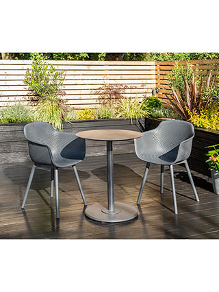 KETTLER Café Vienna 2-Seater Garden Bistro Table & Armchairs Set, Grey