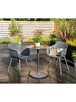 KETTLER Café Vienna 2-Seater Garden Bistro Table & Armchairs Set, Grey