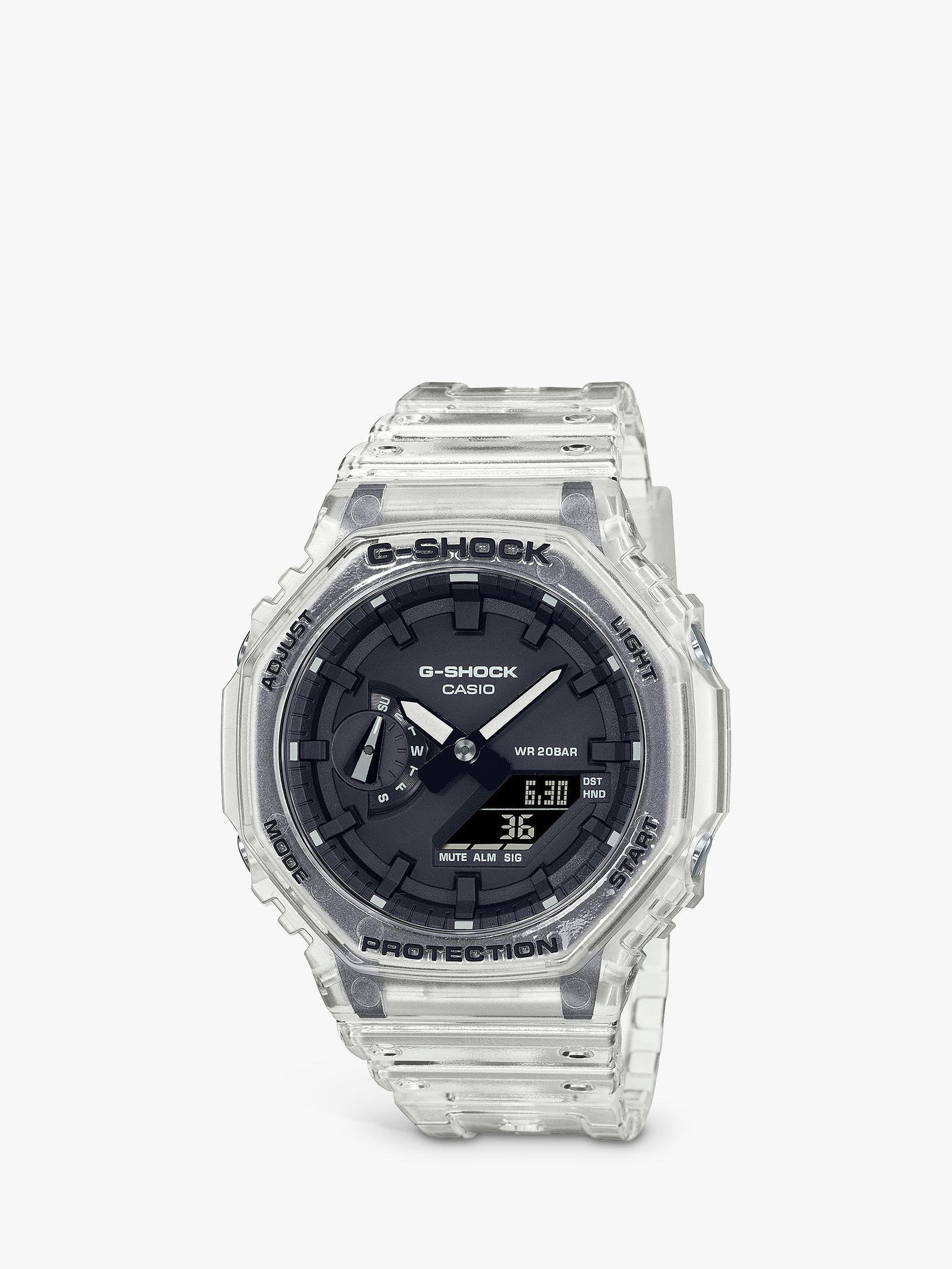 Buy Casio GA-2100SKE-7AER Men's G-Shock Resin Strap Watch, Clear/Black Online at johnlewis.com