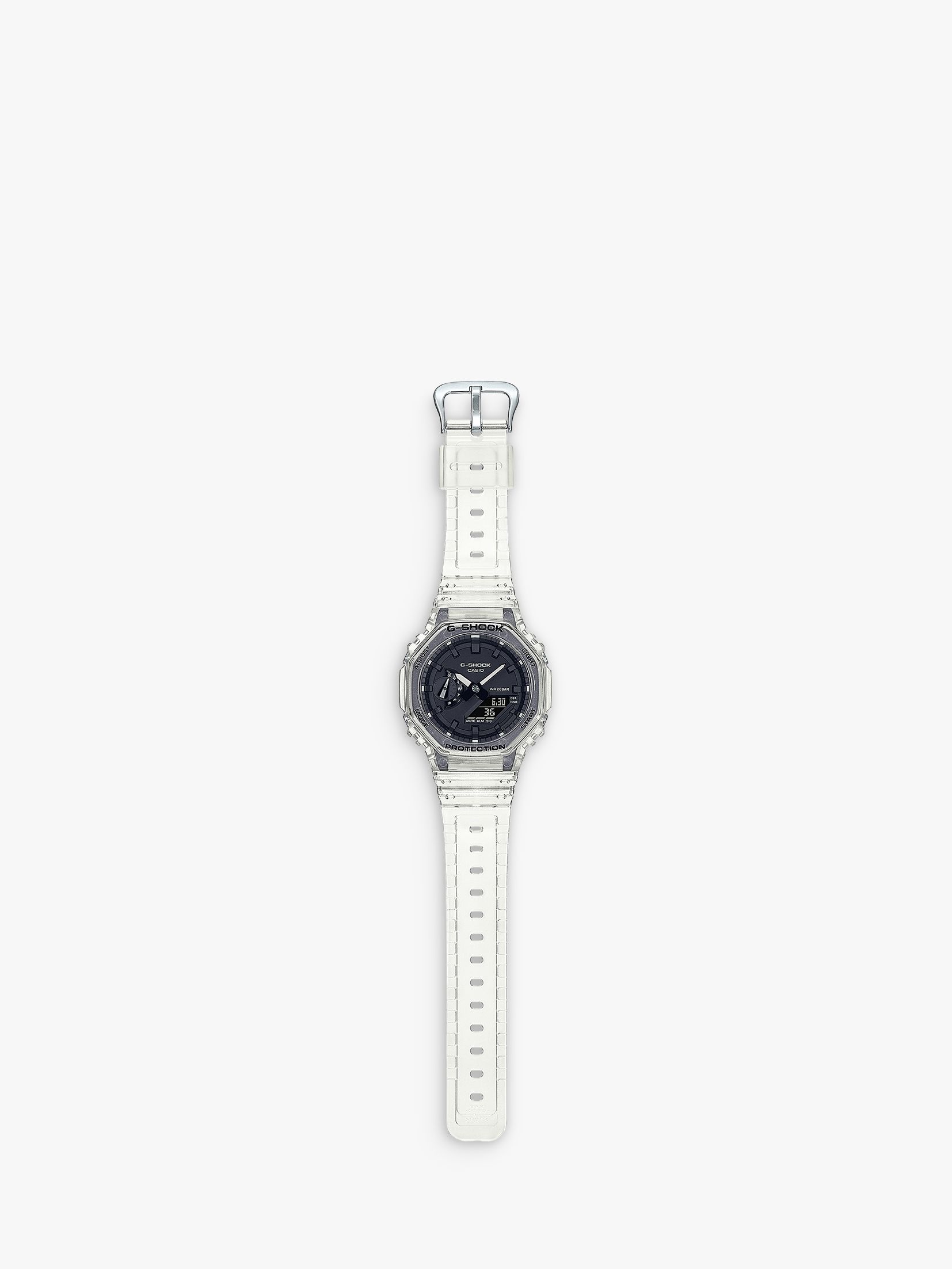 Casio GA-2100SKE-7AER Men's G-Shock Resin Strap Watch, Clear/Black