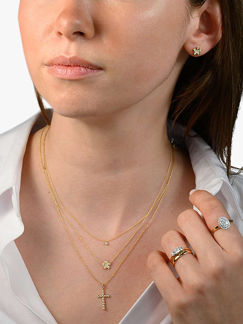 Buy E.W Adams 9ct Gold Diamond Cross Pendant Necklace Online at johnlewis.com