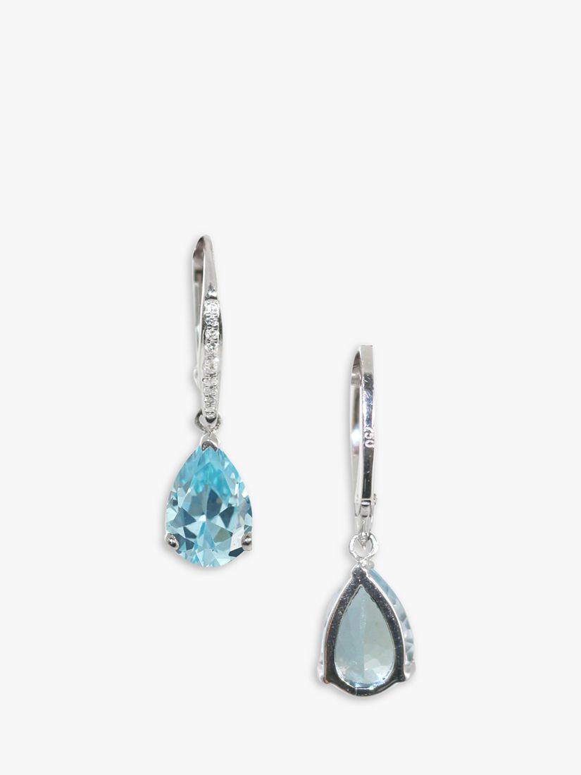 Buy E.W Adams 18ct White Gold Aquamarine and Diamond Drop Earrings Online at johnlewis.com