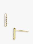 London Road 9ct Gold Diamond Bar Stud Earrings