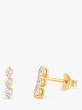 Dinny Hall Shuga White Sapphire Trio Bar Stud Earrings, Gold