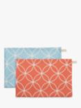 BlissHome Nadiya Hussain Pattern Cotton Tea Towels, Pack of 2, Blue/Red