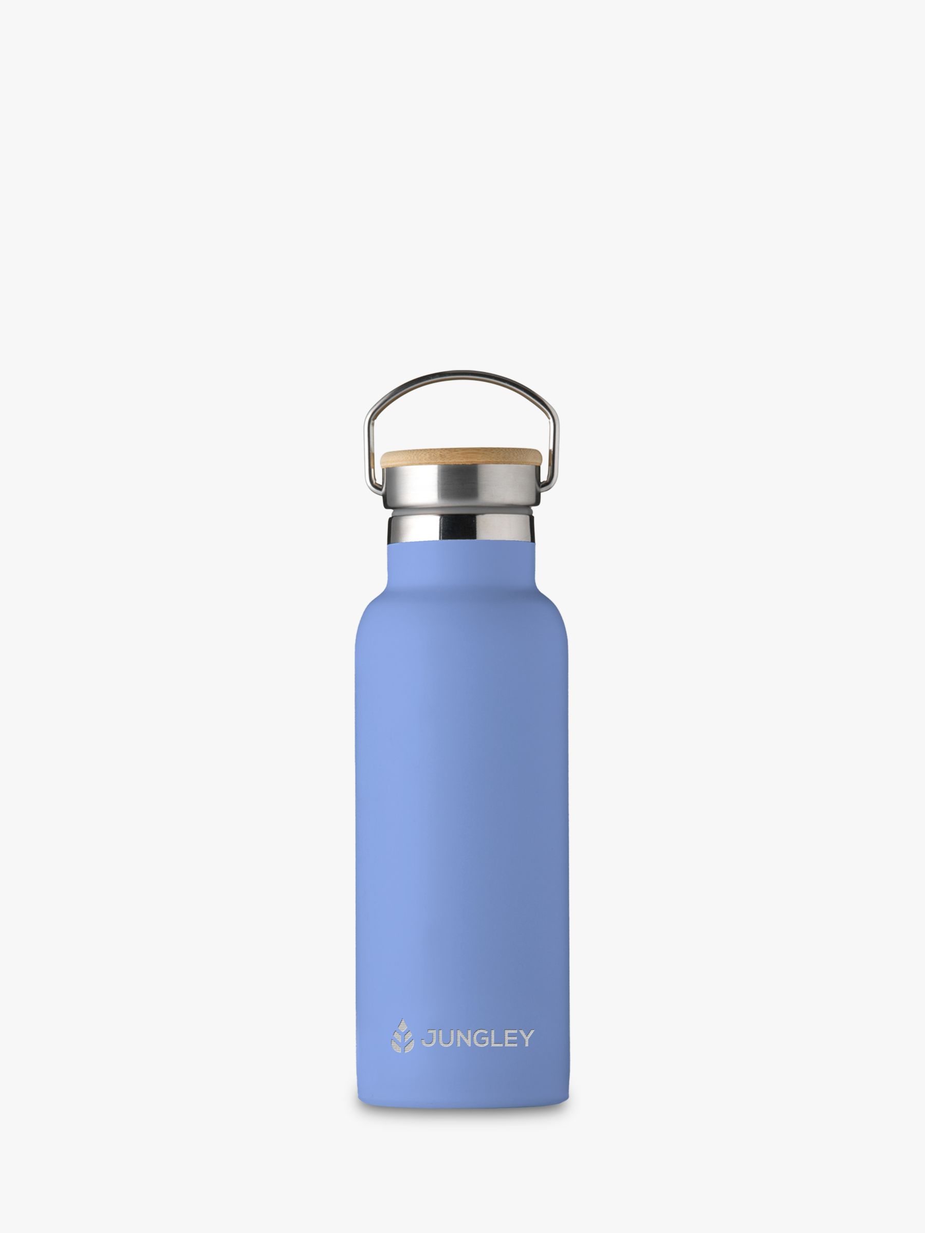 Blue Stainless Steel Drinking Bottle with Bamboo Lid - 500ml