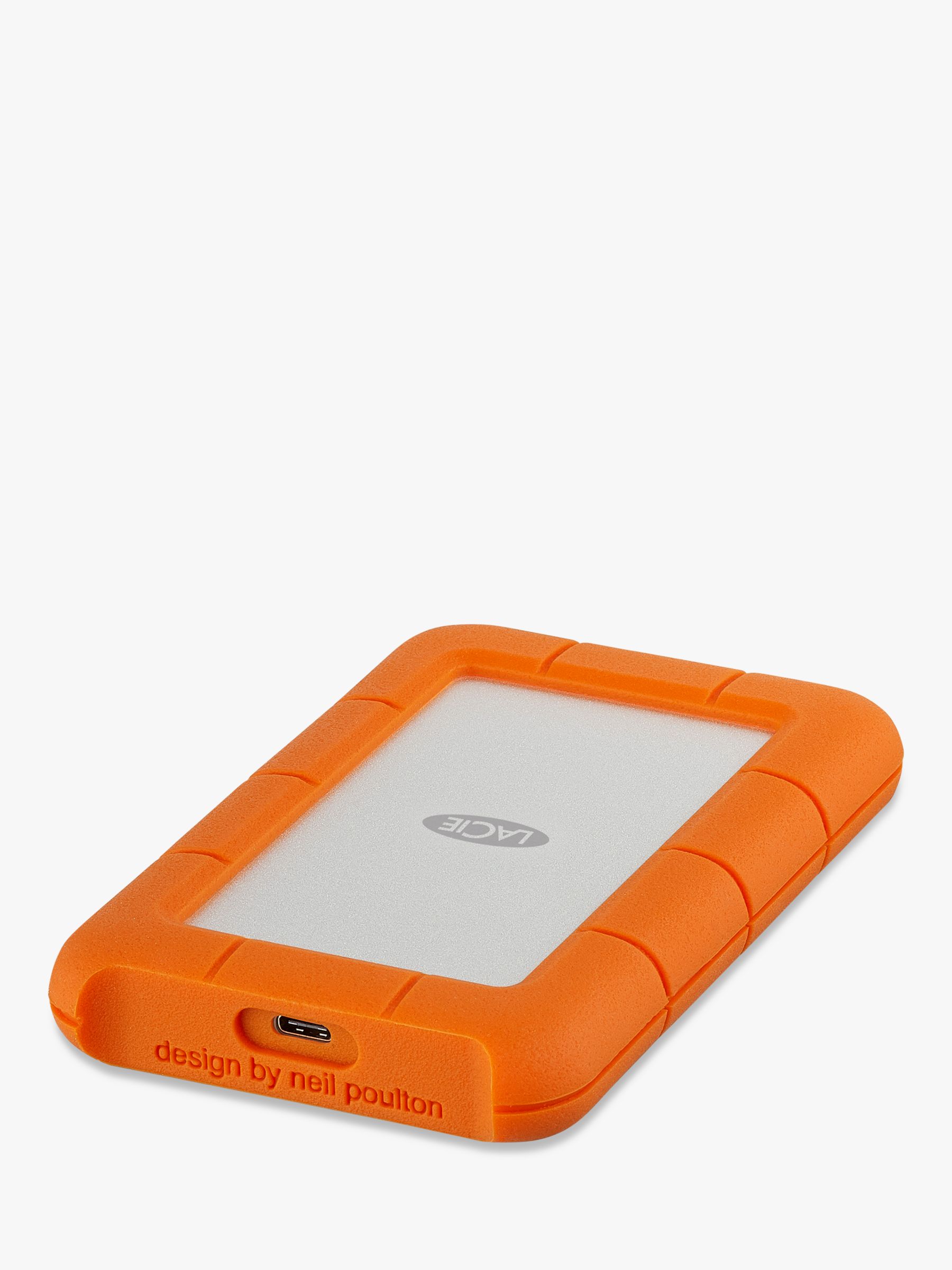 Stor eg rester Foran LaCie Rugged External Hard Disk Drive, 2TB, USB Type-C, Orange