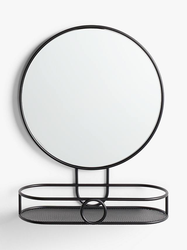 Partners Round Bathroom Mirror With Shelf, Small Round Bathroom Mirror With Shelf