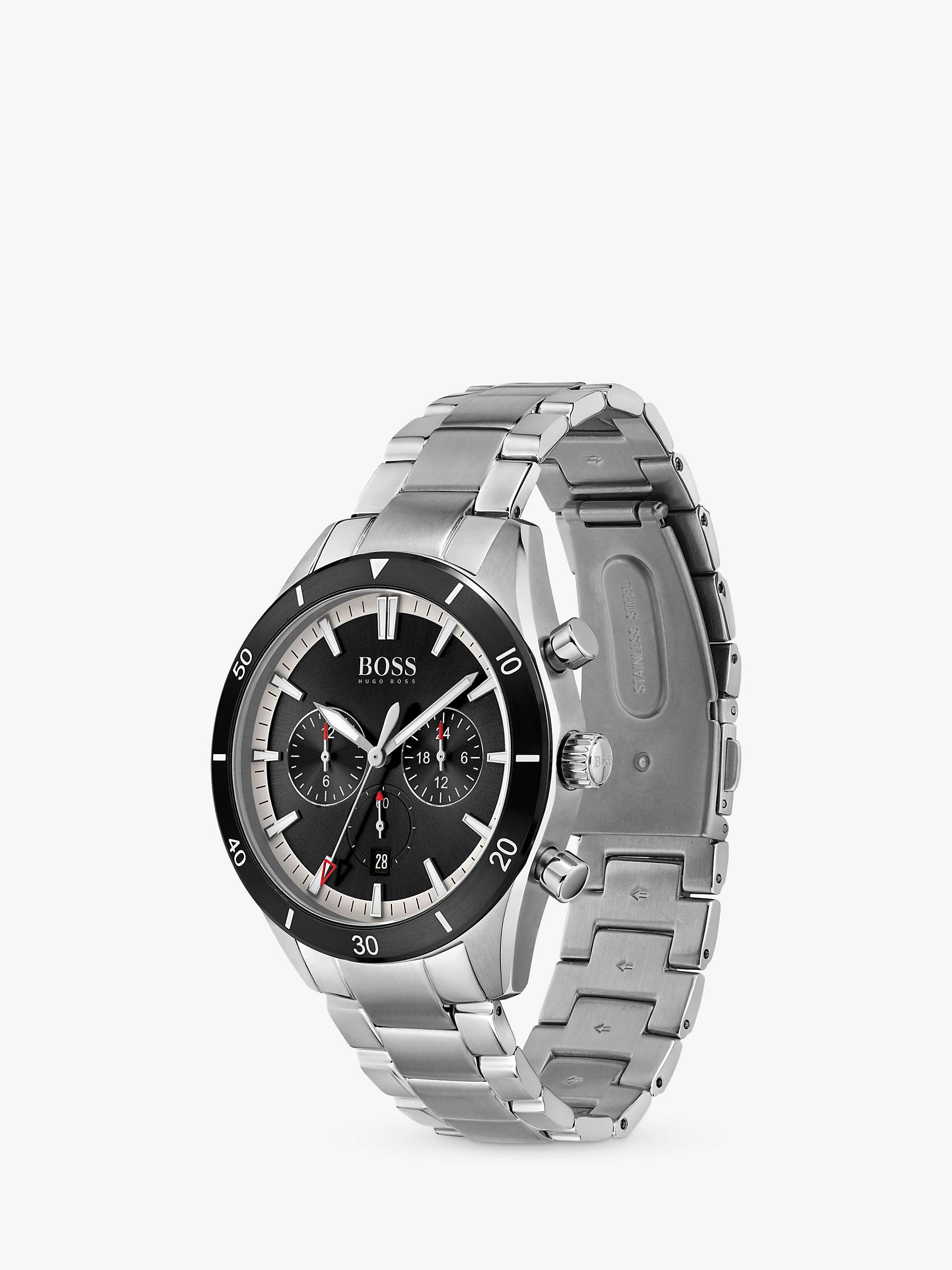 Buy BOSS 1513862 Men's Santiago Chronograph Date Bracelet Strap Watch, Silver/Black Online at johnlewis.com