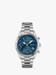 BOSS 1513850 Men's Pilot Chronograph Bracelet Strap Watch, Silver/Blue