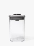 OXO POP Stainless Steel Lid Square Kitchen Storage Container, Clear