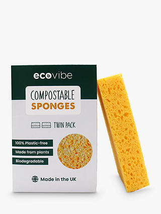 EcoVibe Compostable Cleaning Sponge, Pack of 2 x 2 (Bundle)