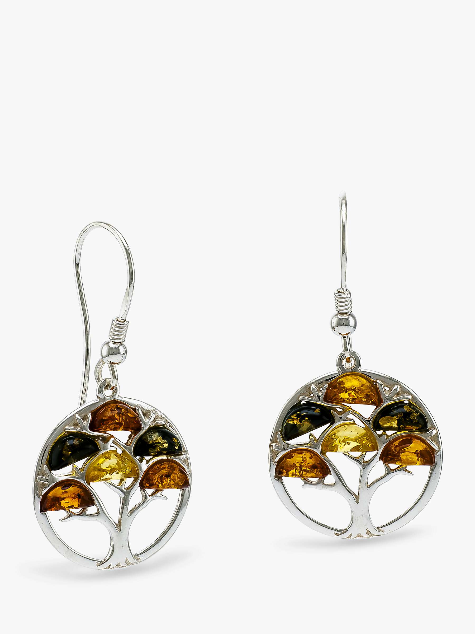 Buy Be-Jewelled Baltic Amber Round Tree Drop Earrings, Silver/Multi Online at johnlewis.com