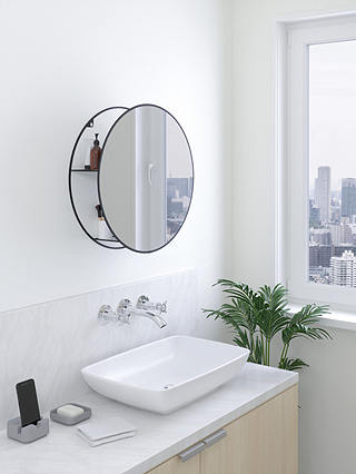 Umbra Cirko Round Wall Mirror, Round Black Mirror Bathroom Cabinet
