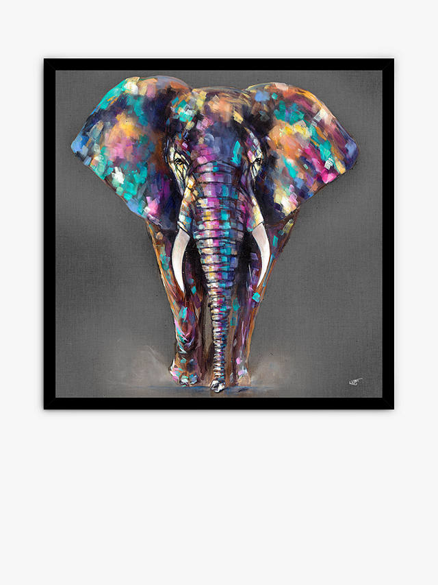 Louise Luton - Hugo Elephant Framed Print, 84.5 x 84.5cm, Grey/Multi