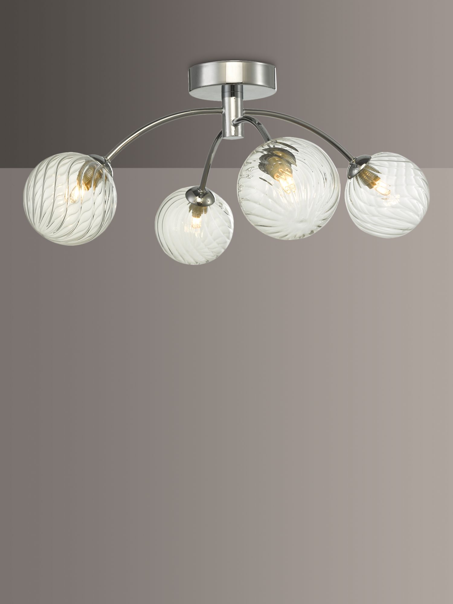 Photo of Där izzy twisted glass small semi flush ceiling light clear/polished chrome