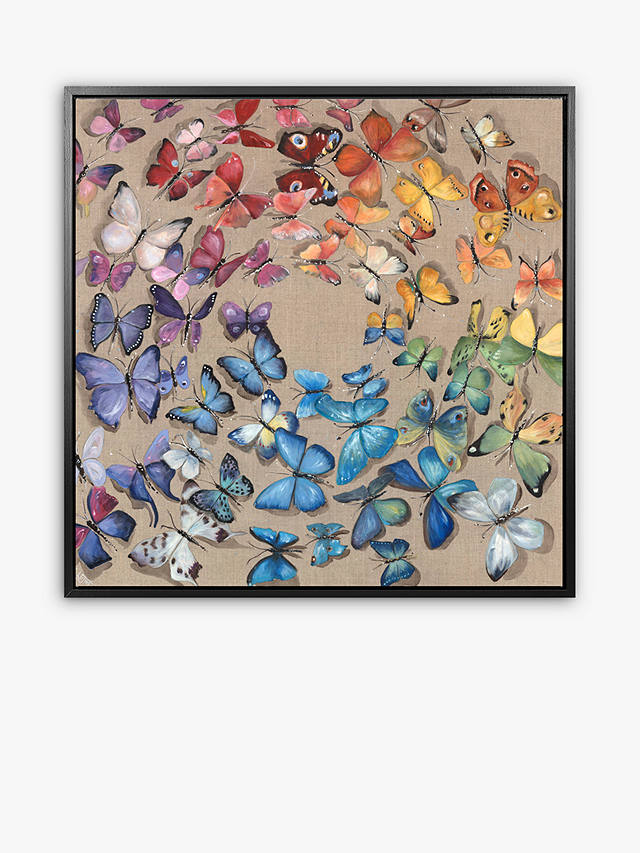 Louise Luton - 'Flutterby' Butterfly Framed Canvas, 84.5 x 84.5cm, Multi
