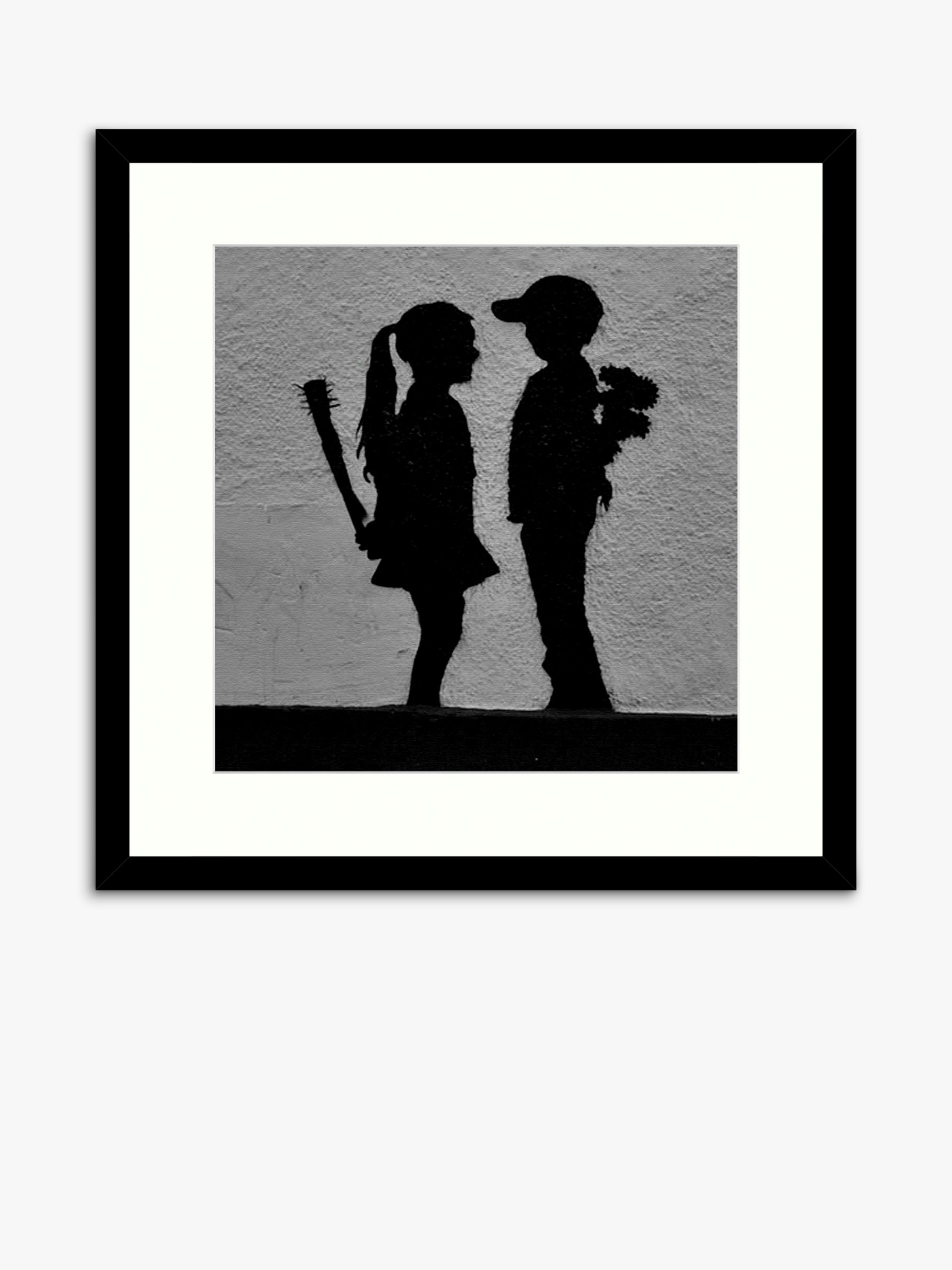 Banksy Boy Meets Girl Framed Print And Mount 535 X 535cm Grey At John Lewis And Partners 6651