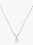 Lido Freshwater Pearl and Cubic Zirconia Pendant Necklace, Silver