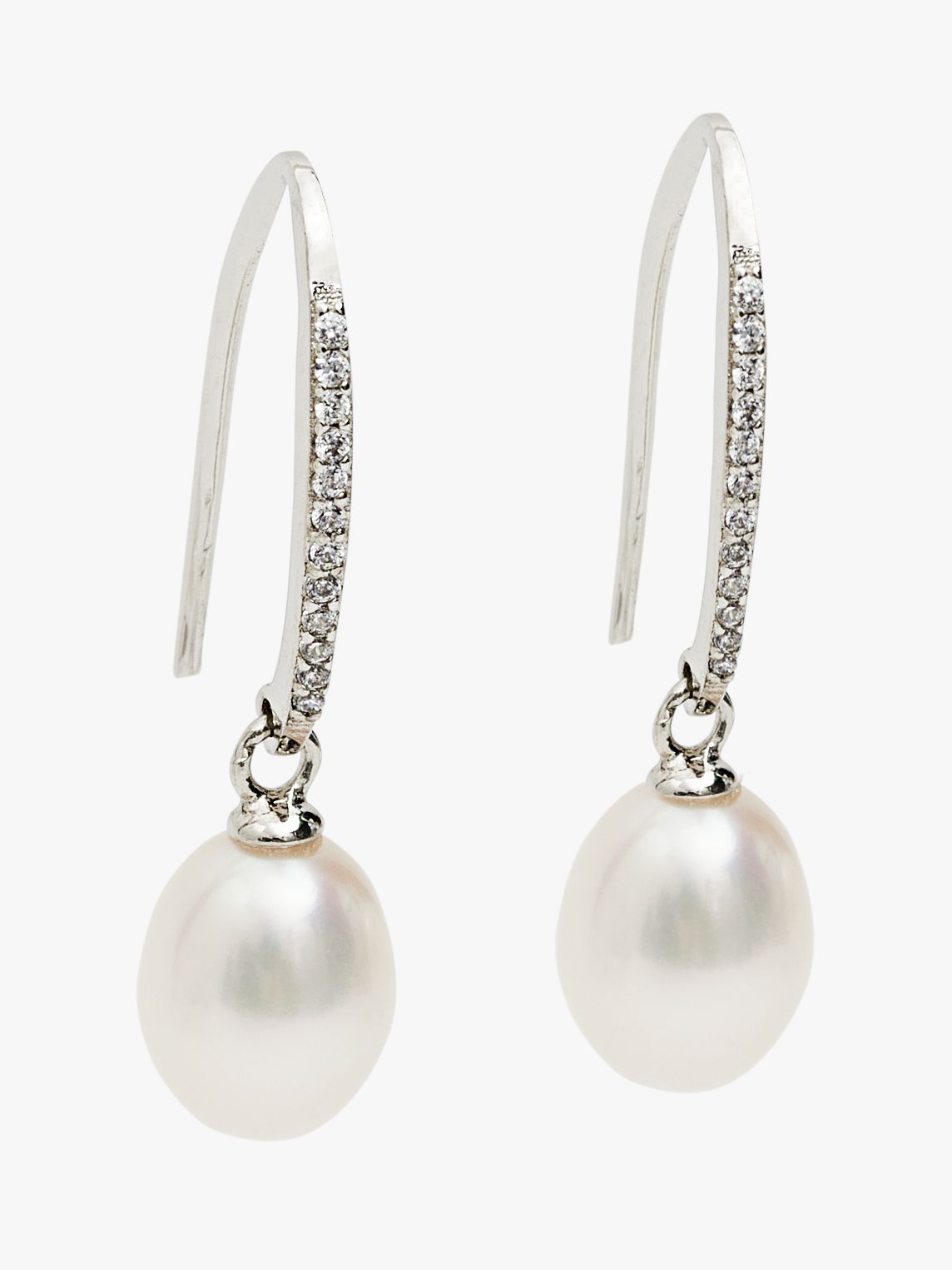 Lido Cubic Zirconia Pearl Drop Earrings, Silver/White at John Lewis ...