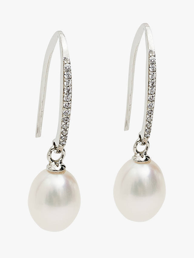 Lido Cubic Zirconia Pearl Drop Earrings, Silver/White