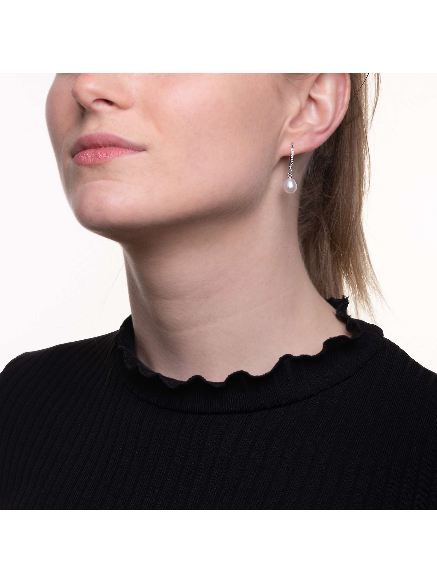 Buy Lido Cubic Zirconia Pearl Drop Earrings, Silver/White Online at johnlewis.com