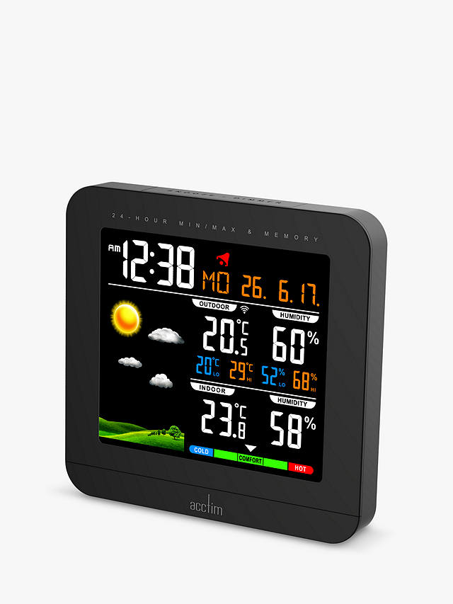 Acctim Wyndham Weather Station Digital Alarm Clock, Black
